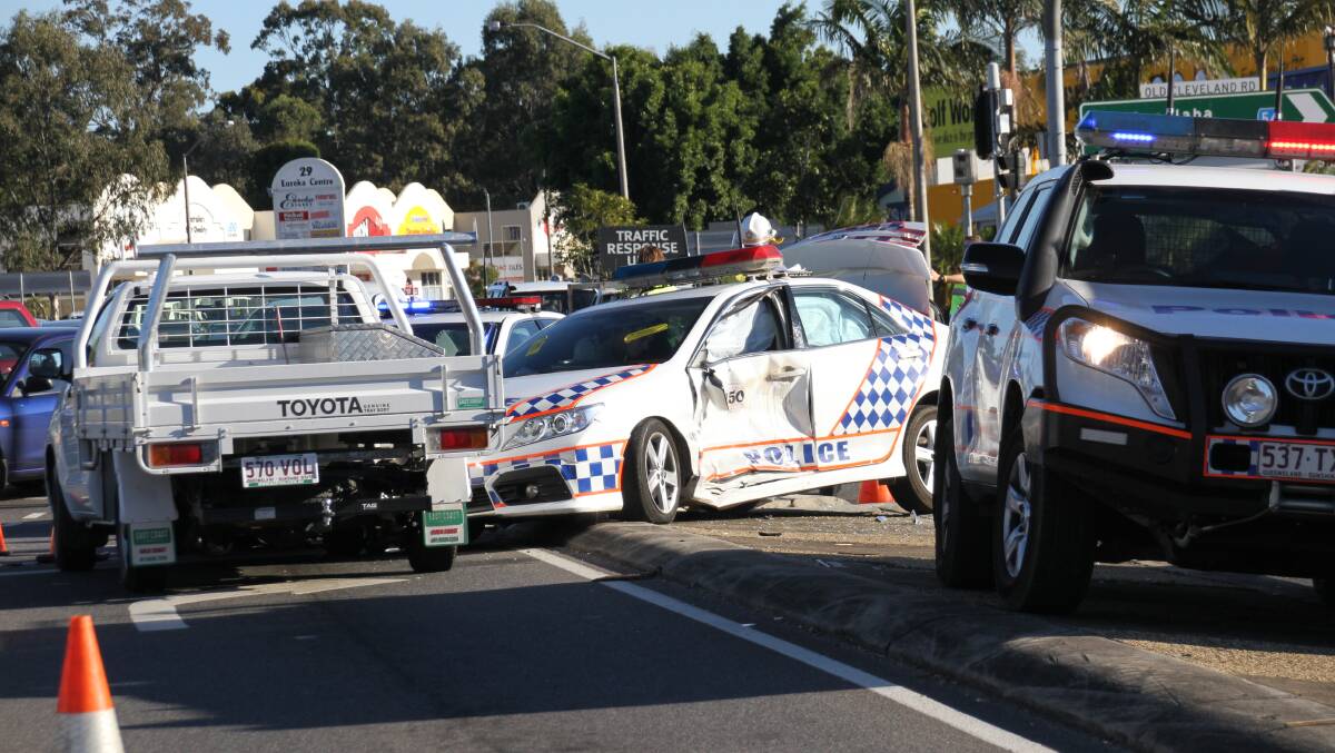 The scene of the crash in Capalaba on Tuesday. Photo by Chris McCormack.
