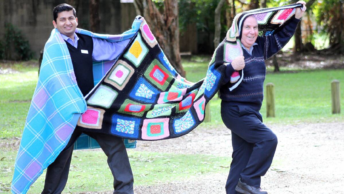 Former Donald Simpson Centre manager Ernie Harrison (right) and current manager Thomas
Jithin are calling for people to get behind the centre's annual blanket drive and donate blankets for locals in need of some winter warmth. Photo by Chris McCormack