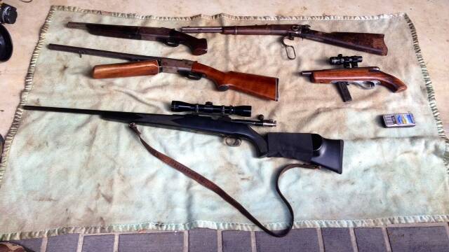 Weapons seized during a raid on a Thornlands house on Tuesday.