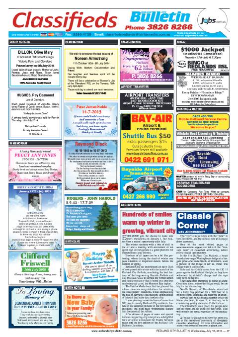 Redland City Bulletin, Wednesday, July 16, 2014