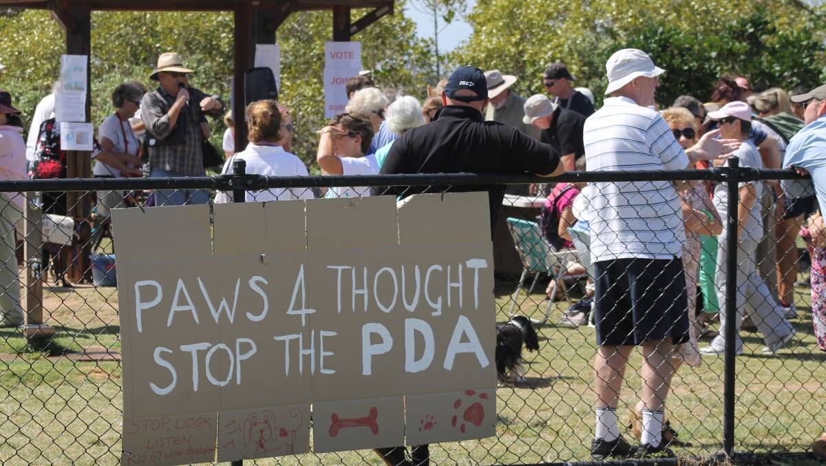 Slogans used at the protest. GJ Walter Park has a popular off-leash dog park 