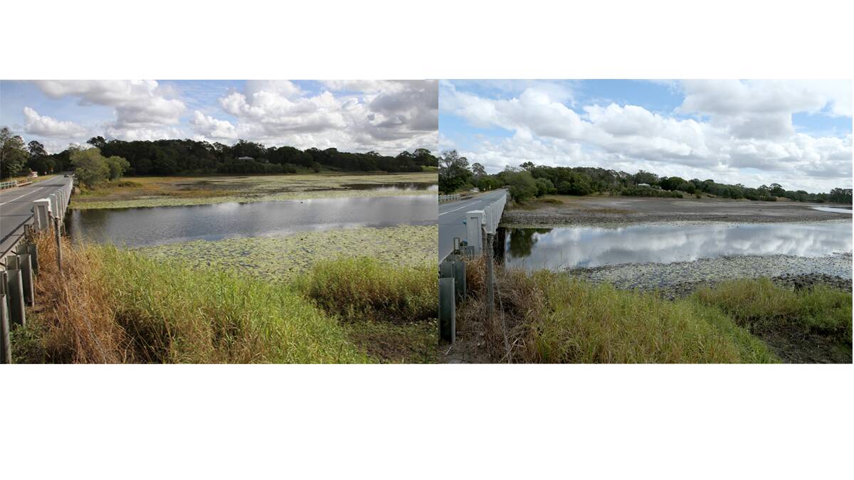 Spot the difference : LEFT: May 22, 2014: RIGHT July 21, 2014 Leslie Harrison Dam.  