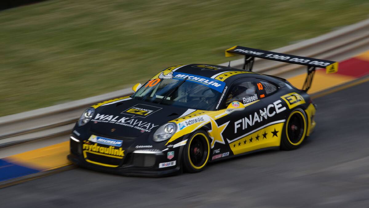 Paul Russell in his Porsche Carrera Cup car at Adelaide. Photo Porcshe Carrera Cup Australia 