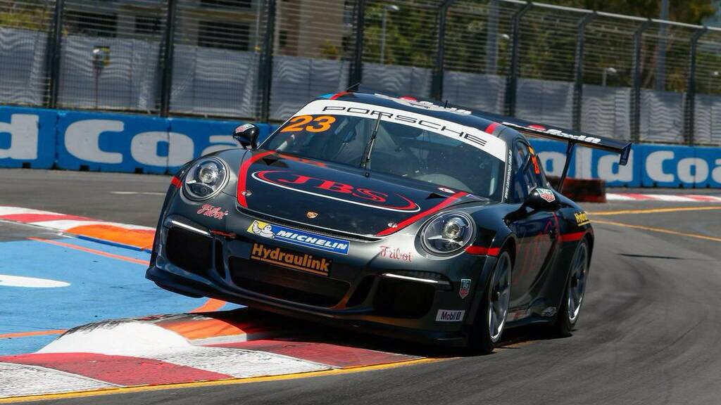 David Russell in practice on Friday in the Porsche Carrera Cup series 