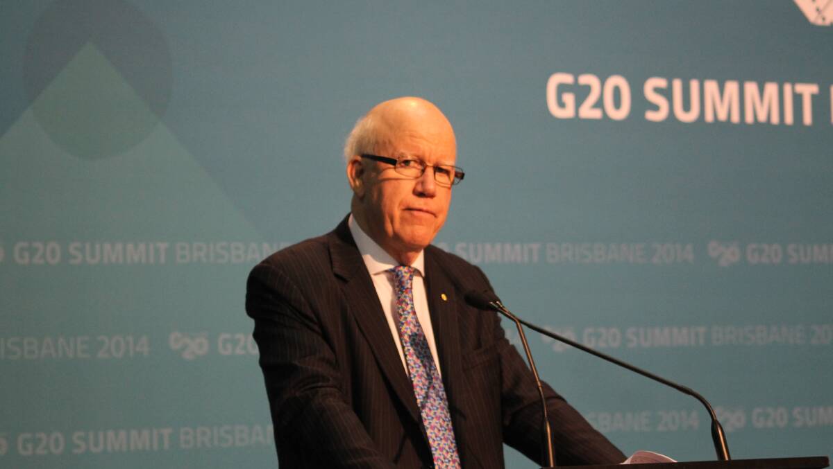 2018 Gold Coast Commonwealth Games Board chairman Nigel Chamier announces plans for a velodrome at Chandler prior to the G20 Brisbane Leaders' Summit. Photo: Brian Hurst 