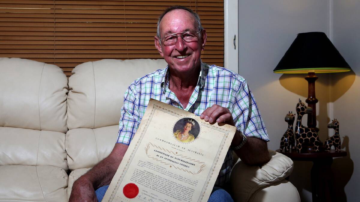 John Boeterhoek, who was part of the first citizenship ceremony ever held in the Redlands, in October, 1954, holds his citizenship certificate. Photo by STEPHEN ARCHER