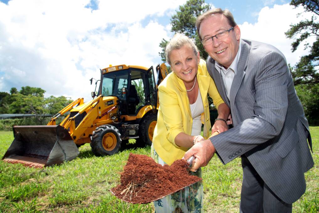 FEBRUARY: Work started on the Russell Island sports hub in February with mayor Karen Williams and Redlands MP Peter Dowling. Photo: Chris McCormack