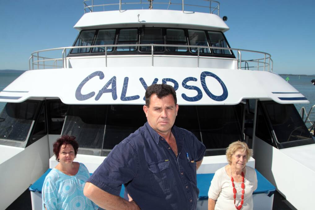 AUGUST: Tanya,Alan and Betty Groom from the Stradbroke Flyer Gold Cats Water Taxi is concerned about a massive increase in leasing costs, dredging and parking issues affecting his business. Photo by Chris McCormack