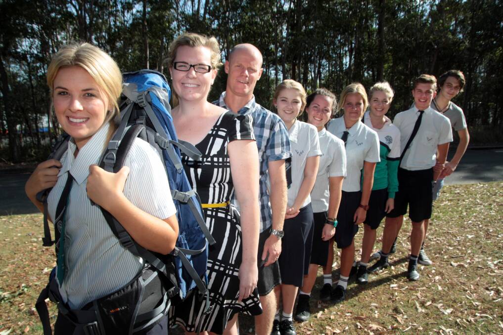 OCTOBER: Victoria Point State High School Borneo World Challenge trip l-r- Candise Roberts, group leaders Emma Knight and Matt Goodwin, Zoe Wheeler, Amy Patison, Ally Hartfiel, Courtney Stewart, Harrison Hunkin and Connor Patafta. Photo by Chris McCormack