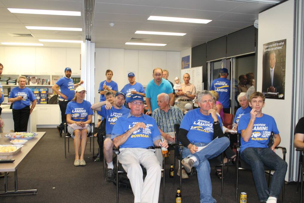 The LNP Party faithful await news of the results in Bowman. Photo: Judith Kerr 
