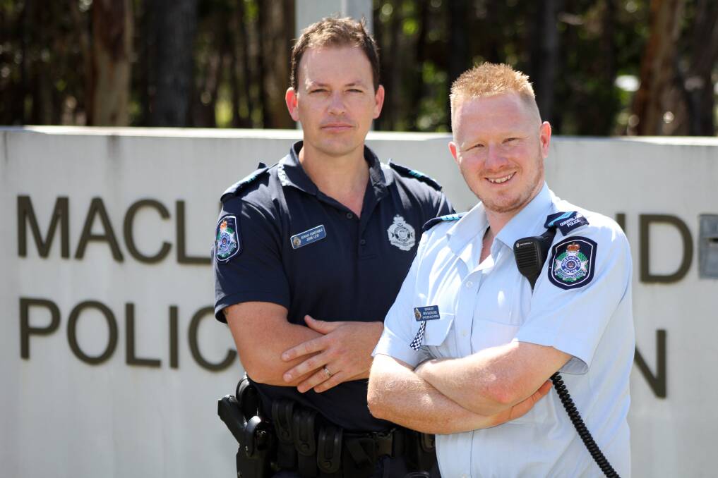 DECEMBER: Senior Constable John Levi and Sergeant Ben Suckling are the new police officers at Macleay Island. Photo by Chris McCormack
