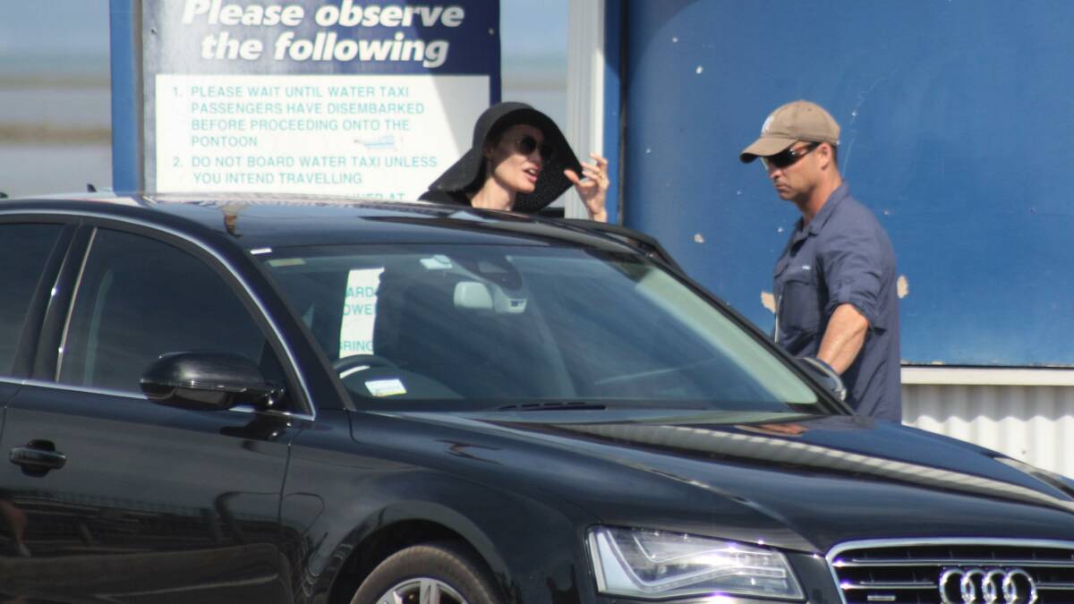 Unbroken director Angelina Jolie returns to Cleveland from filming on Moreton Bay. Photo Chris McCormack 