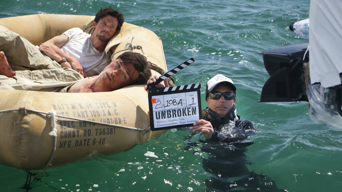 On the set  of the first day of filming of Unbroken in waters off Peel Island. Photo Universal Pictures  