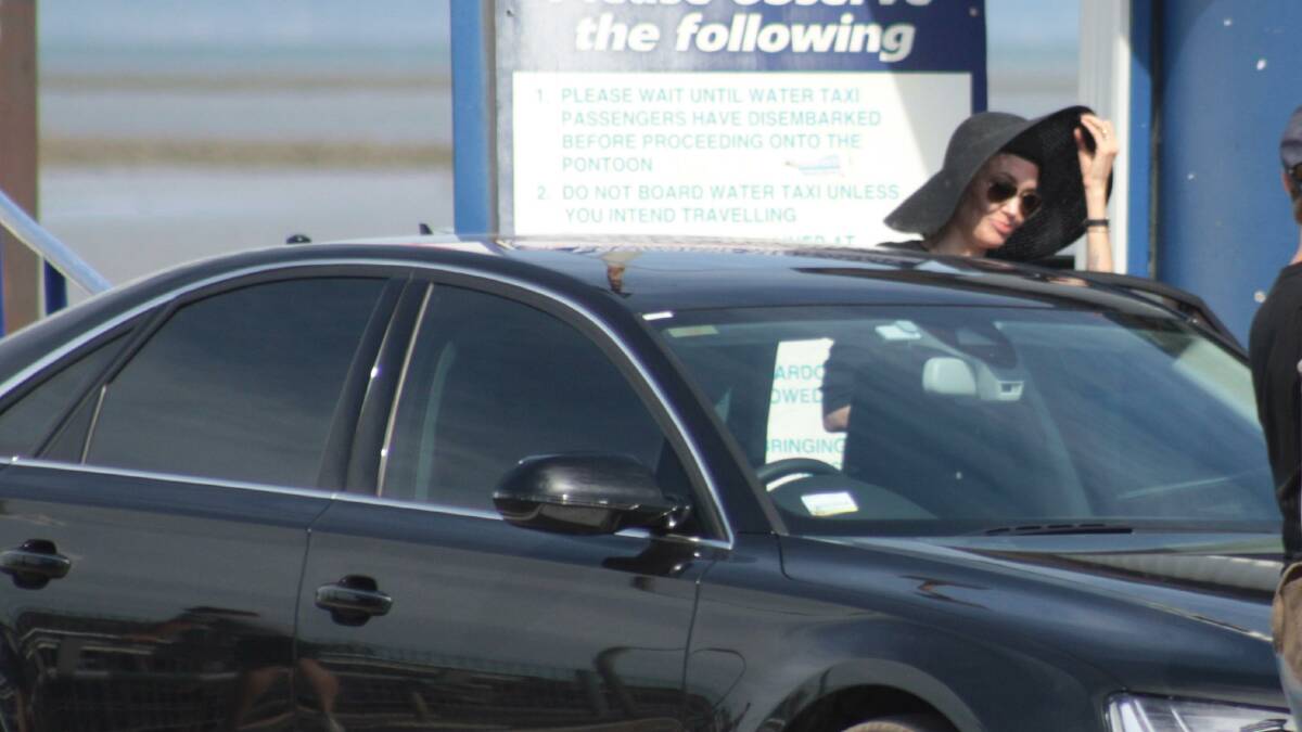 Unbroken director Angelina Jolie returns to Cleveland from filming on Moreton Bay. Photo Chris McCormack 