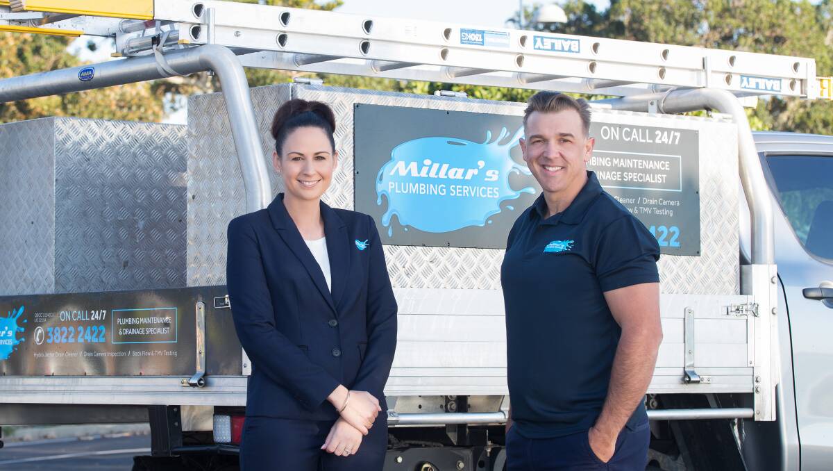 GROWING: Millar's Plumbing Services owners Melissa and Shane Millar used a state government Business Growth grant to expand their Wellington Point business. Picture: supplied.