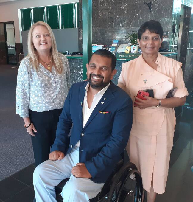 INSPIRATION: STAR Community Services CEO Patsy Wilshire, Dr Dinesh Palipana and his mother Chithrani Palipana at the Cleveland Comfort Hotel on December 3.