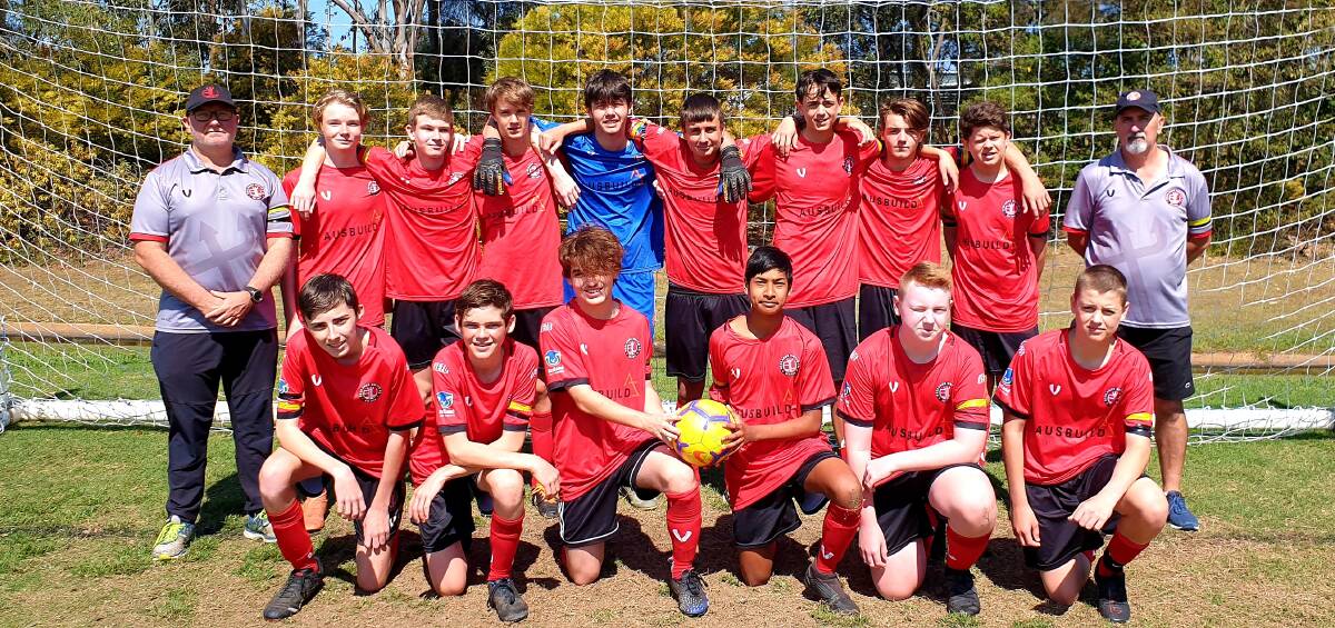 TRIBUTE: Members of the Redlands United under 15 division two team honoured the late Andy Jones who died in a scaffolding collapse during a match against Michelton FC with arm bands at their recent game.
