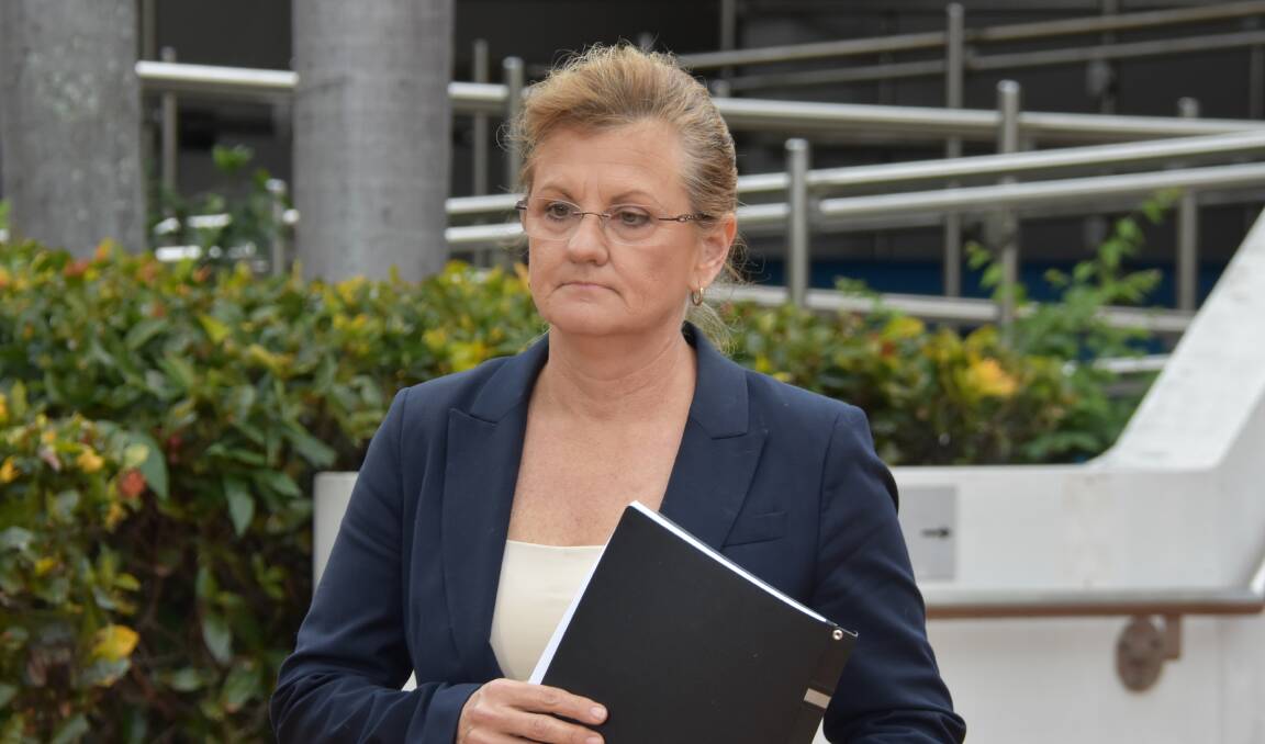 Redland City Mayor Karen Williams fronts the media after her court appearance on Monday. Picture by Emily Lowe.