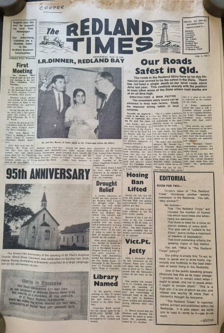The first edition of the Redland Times. Picture by Marilyn Sands