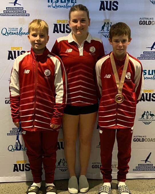 JUMP ON: Charlie Ebbstein, Charlotte Johnstone and Charlie Graham also achieved great results at the National Trampolining Championships. Picture: supplied.