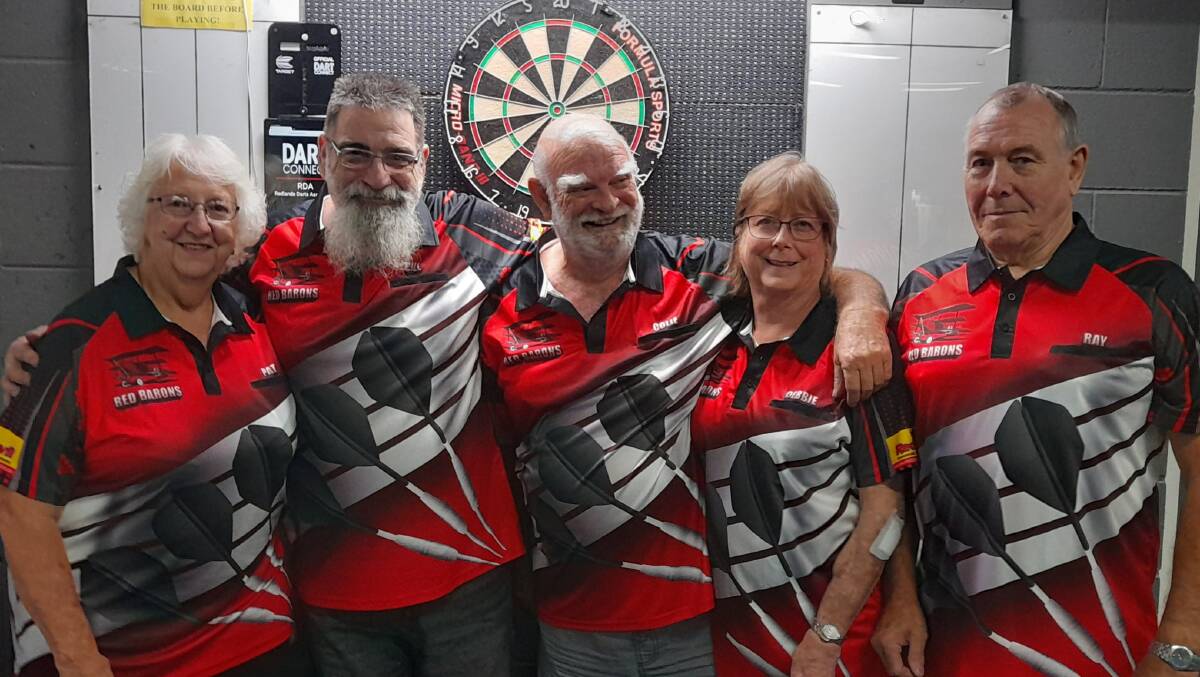 TOP TEAM: The Red Barons team is one of the top performers in division two at the Redland Darts Association weekly fixtures. Picture: supplied.