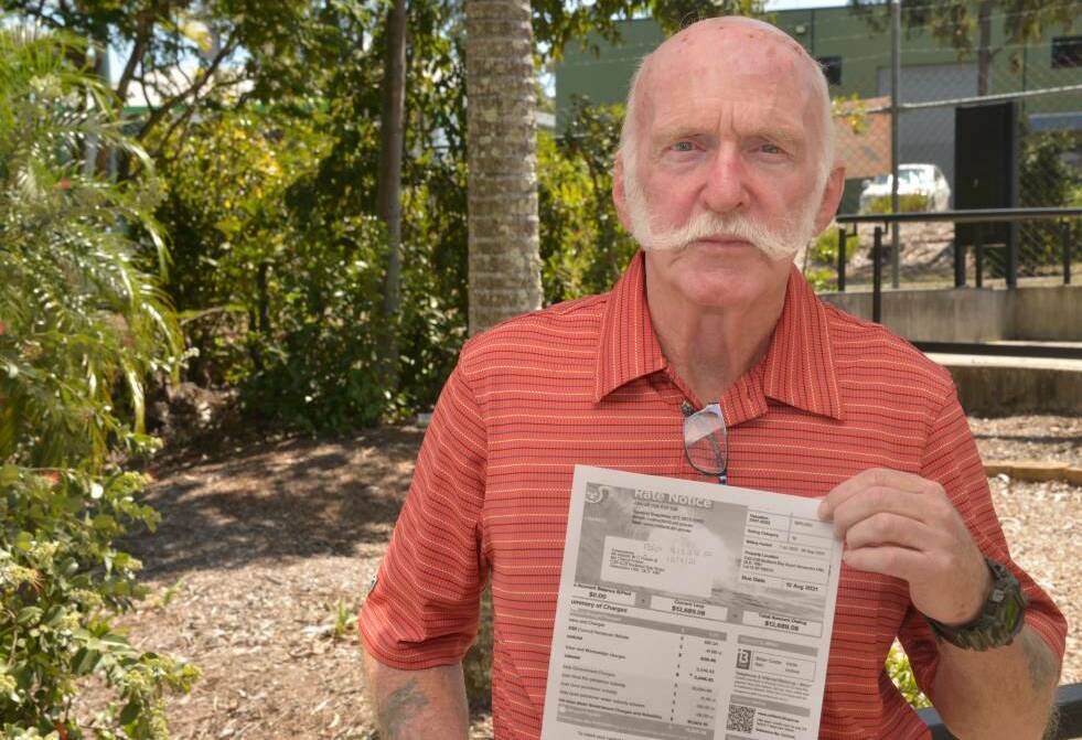 BIG BILL: Alistair "Jock" Fraser has been slugged with a massive rates bill after a pipe leaked on his 10-acre property. Photo: Jordan Crick