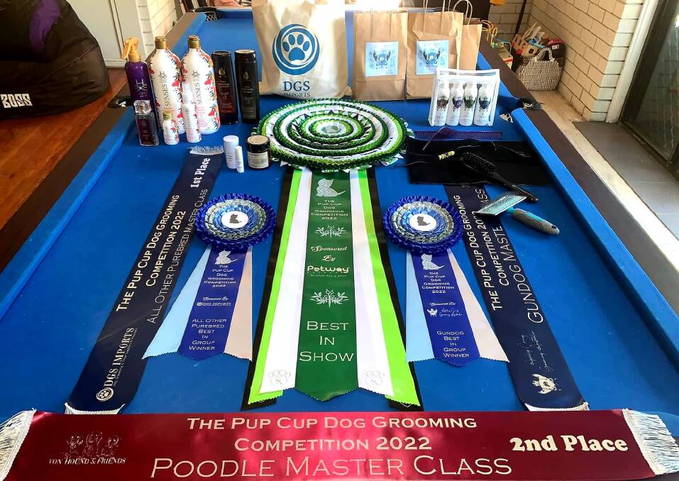 Monique Finch's prize pool of the Pup Cup Dog Grooming Competition 2022. Picture supplied.
