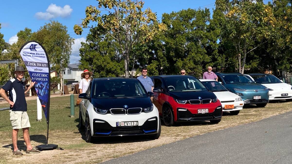 TEST RIDE: Australian Electric Vehicle Association members with their electric vehicles ahead of the Electric Vehicle Experience - Display and Ride Day at Cleveland Showgrounds.