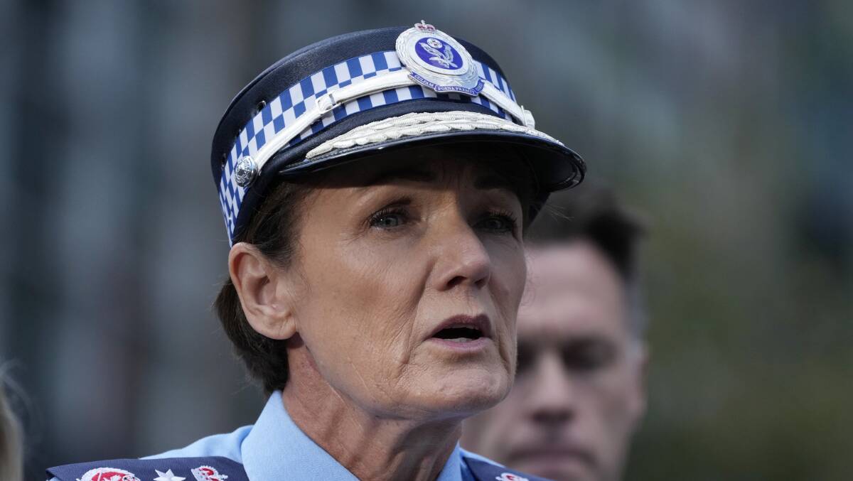 NSW Police Commissioner Karen Webb speaks at Bondi Junction on April 14 after six people were stabbed to death at Westfield shopping centre. Picture by AP Photo/Rick Rycroft