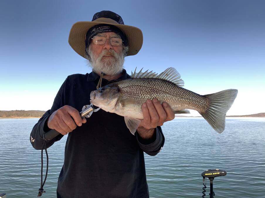 PLENTY ABOUT: Ron Meddings with a winter bass caught on Lake Wivenhoe.