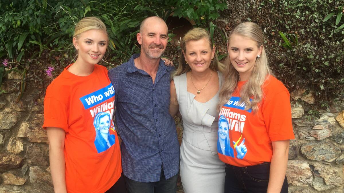 Mayor Karen Williams with daughters hannah and Adeline and husband Peter after the election. 