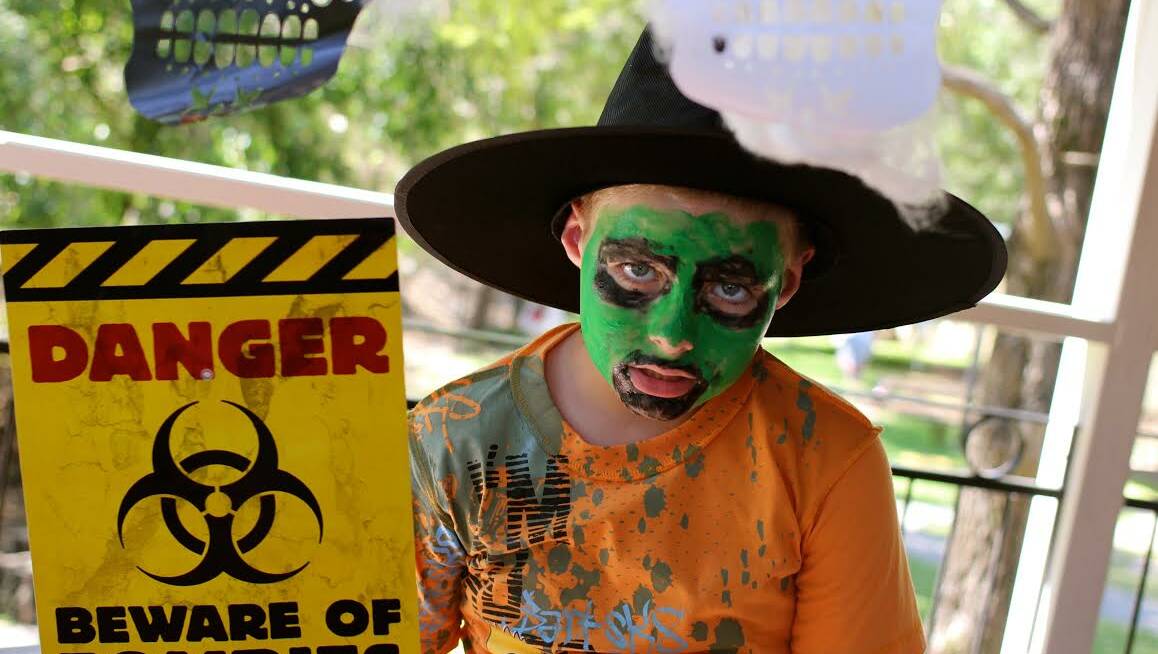 Caleb Strang will help Tea Cup Cottages at Capalaba celebrate Halloween for the Blue Tongue Open Day. 