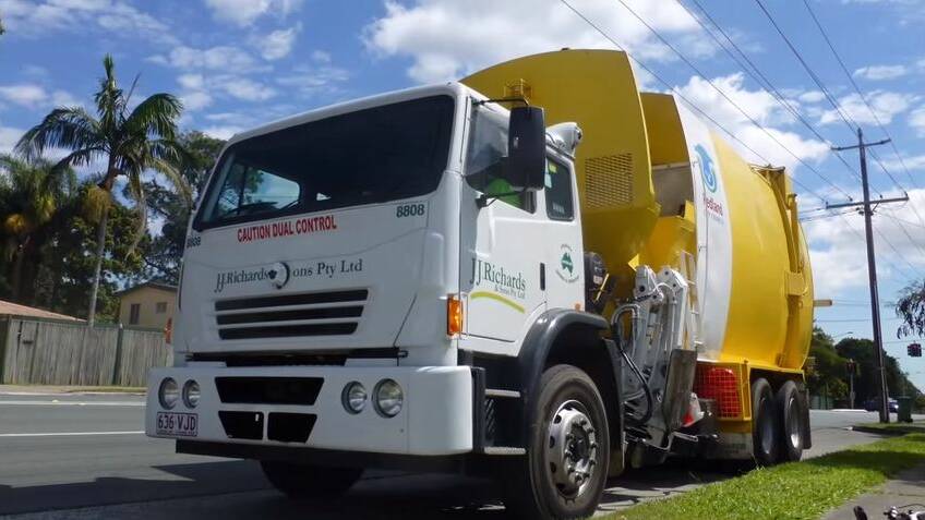 A JJ Richards truck collects recycling materials in Redland city. 