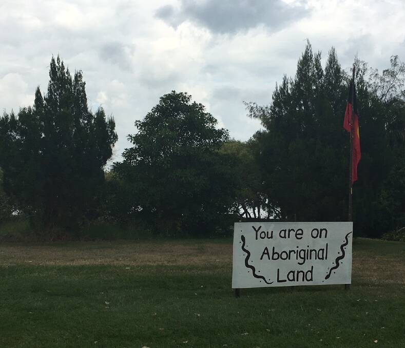 The sign at One Mile which has caused some island residents to question land ownership. 