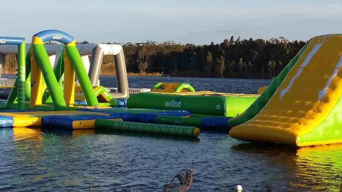 An inflatable water park at Coolum was one of the parks mentioned. 