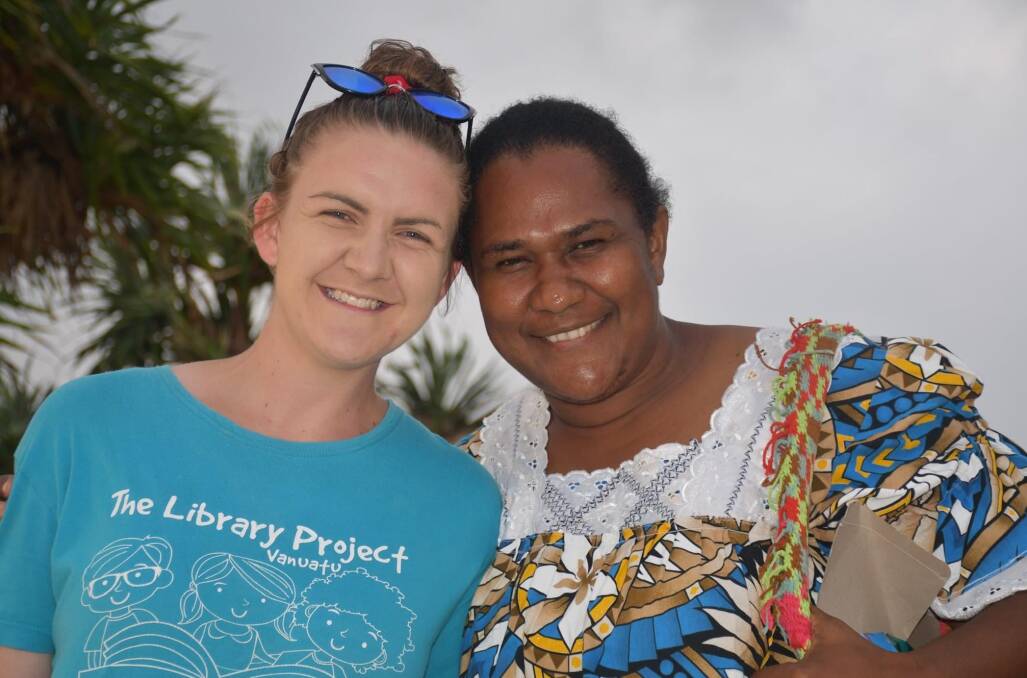Jenali Collier with friend in Vanuatu.