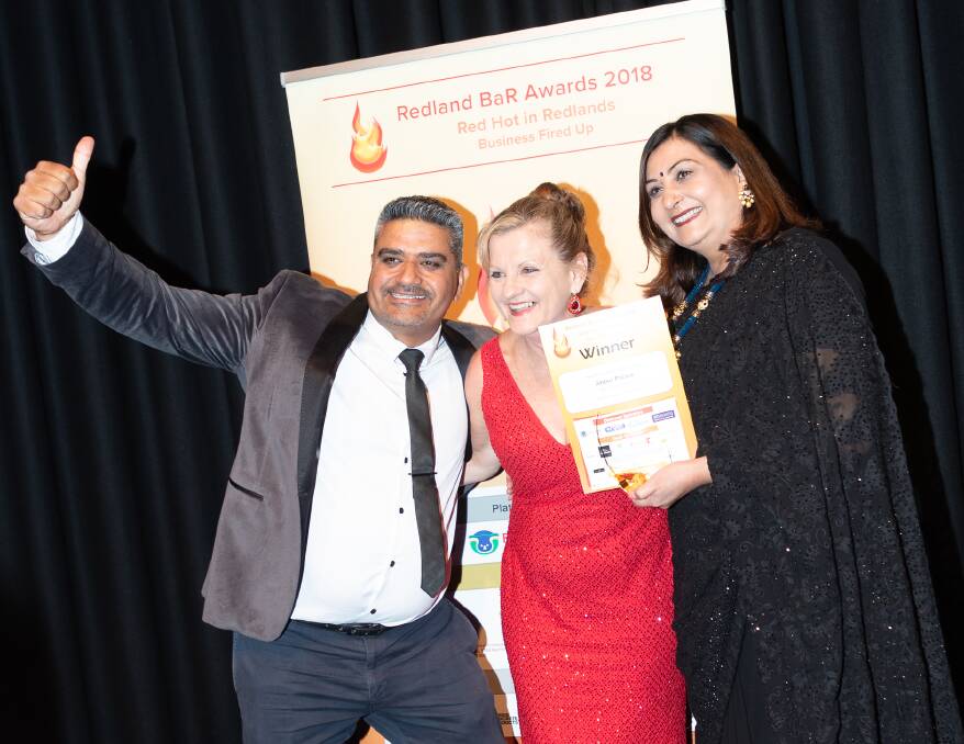 Congratulations: Last year, Jaipur Palace owners David and Sheena Singh were thrilled to receive a Redlands BaR Award from Mayor Karen Williams for Best Restaurant. Photo: Studio 4 Photography.
