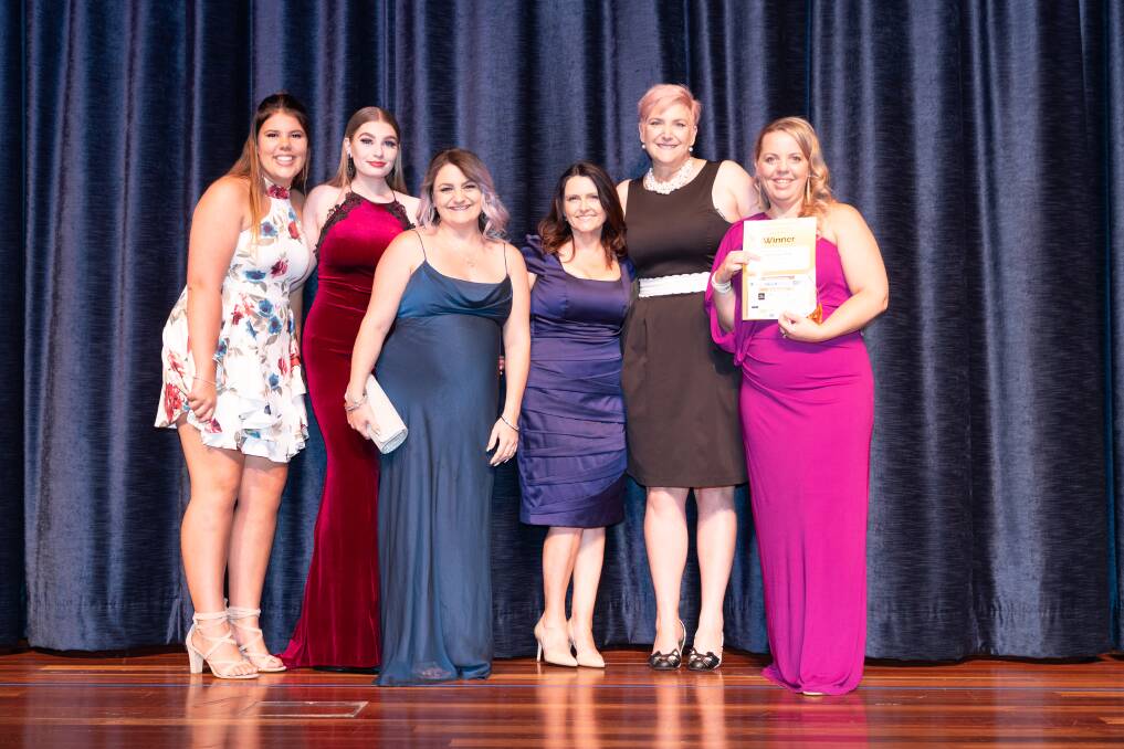 HAPPY: Winning the Best Hairdresser gong at the 2018 Redland BaR Awards was an absolute thrill for Kim and her enthusiastic team. Photo: Studio 4 Photography.