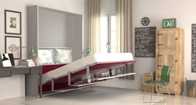 MAGIC SPACE: The disappearing bed concept is an effective way to create an instant bedroom or home office in order to gain space and improve a home.