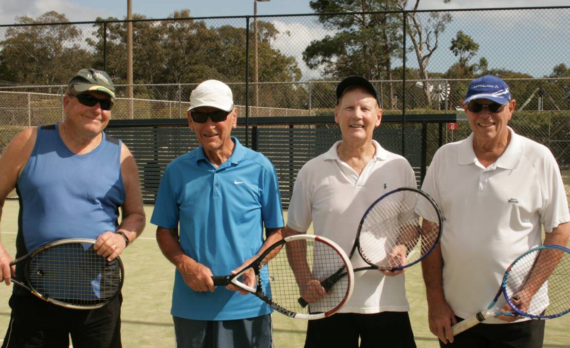 TEAMMATES: Thursday morning tennis players Trevor Thomson, Reg Griffin, Garry Donaldson and Bruce White.