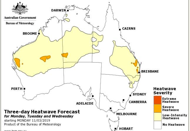 HEATWAVE: A low intensity heatwave is predicted for much of south-east Queensland this week. Photo: Bureau of Meteorology.