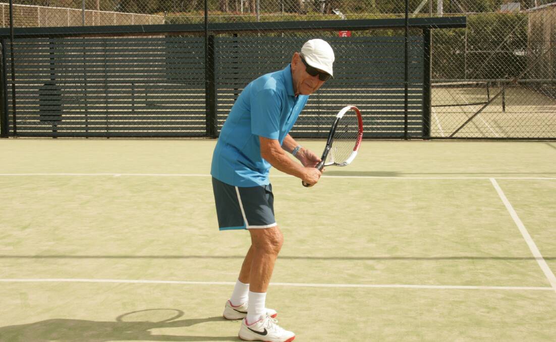 TENNIS ENTHUSIAST: At 90, Reg Griffin still plays a mean backhand.