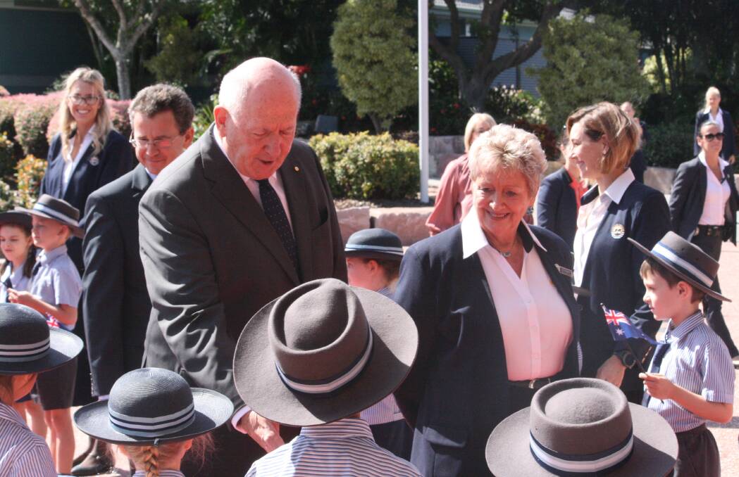 VISIT: Governor-General Sir Peter Cosgrove visited Sheldon College on Monday. Photo: Stacey Whitlock