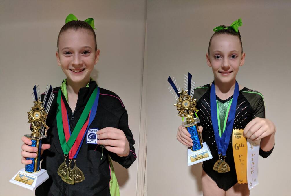 WINNERS: Tayla and Melissa Canon took home a slew of medals and ribbons from the Australian Gymnastics and Dance Academy invitational.