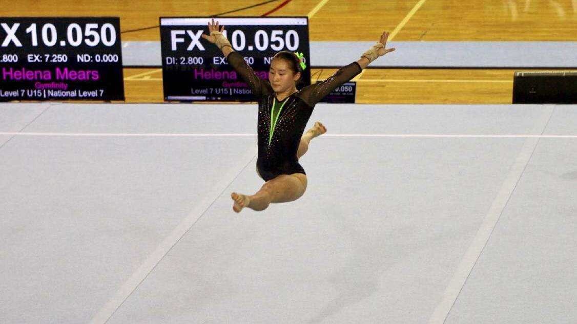 NATIONAL COMPETITION: Rachael Chiang performing her floor routine at the state championships.