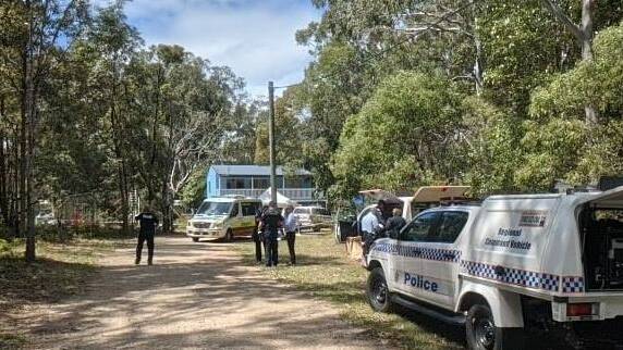 Police gathered at a home on Ranora Avenue on Sunday.