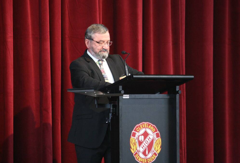 CENTRE: Paul Bancroft speaking at the opening ceremony.