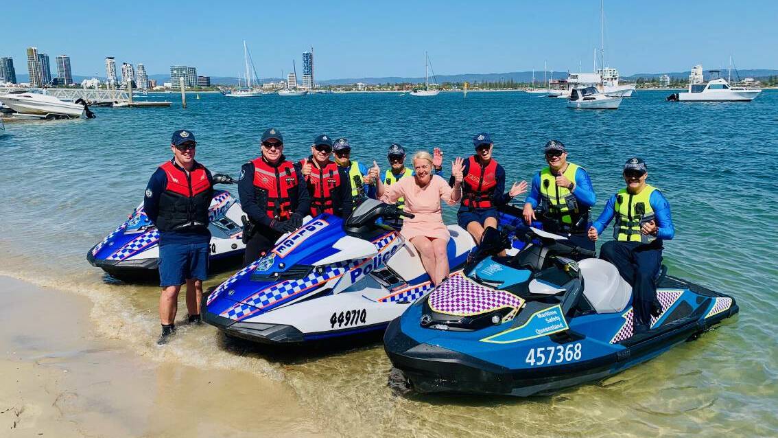  PATROL: Redlands MP Kim Richards with water police and maritime officers.