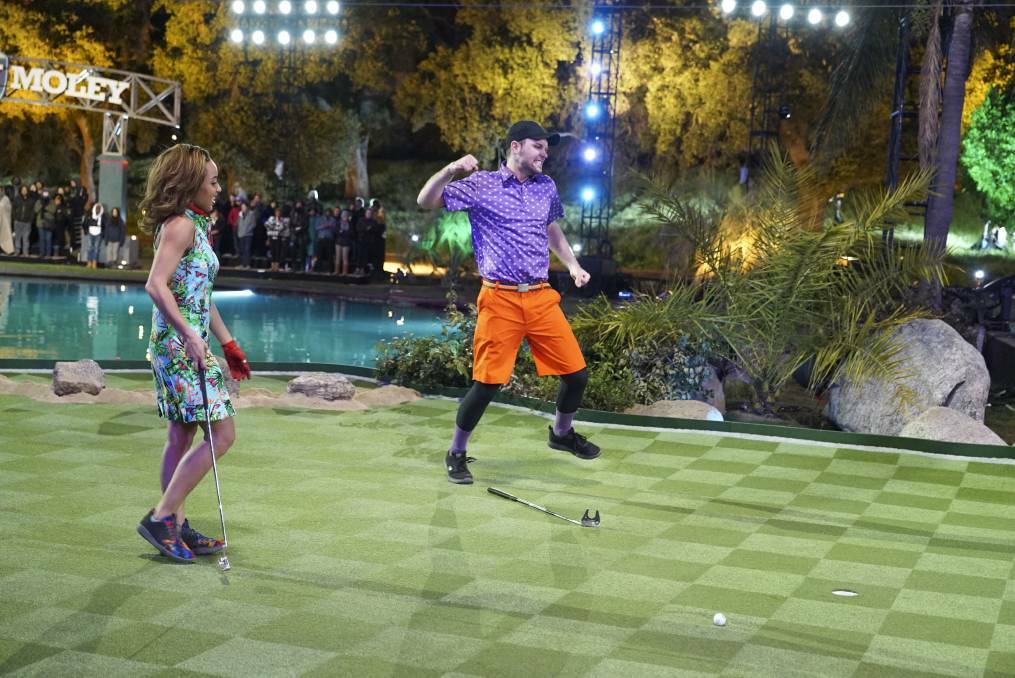 HOLEY MOLEY: The Holey Moley US version features big putts and physical challenges for contestants. Photo: Seven Network.
