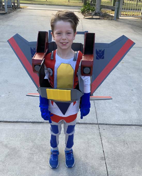 STARSCREAM: Jack's costume was carefully crafted from cardboard, ply, fishing line and other household items.